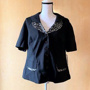 NWT Sz 14W Sweet Suite Black/White Animal Blazer